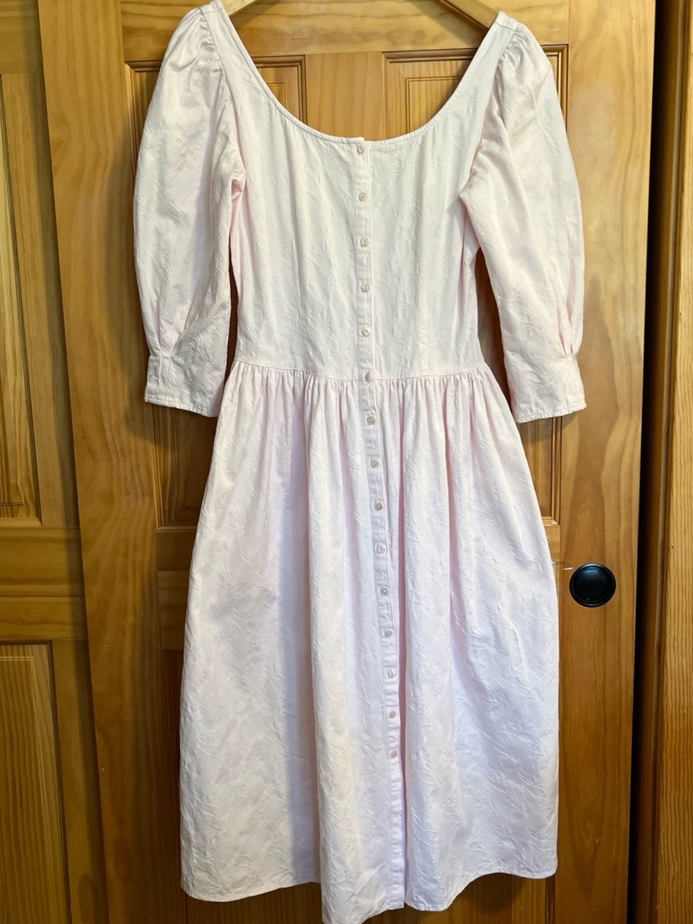 Vintage Eileen West Pale Pink Button-Front Midi Dress 6